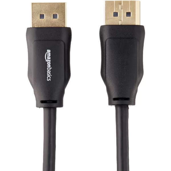 Amazon Basics DisplayPort 12 Cable 216Gbps HighSpeed 4K60Hz 2K165Hz GoldPlated Plugs 6 Foot Black25 Feet 5Pack