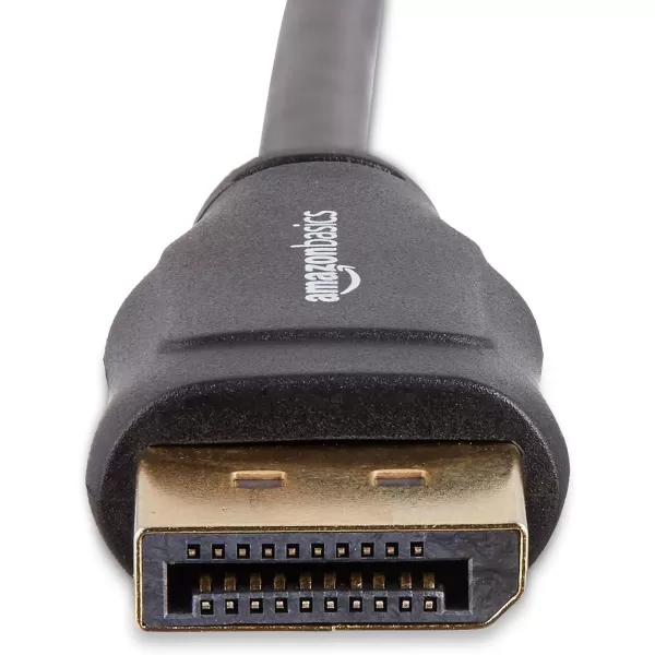 Amazon Basics DisplayPort 12 Cable 216Gbps HighSpeed 4K60Hz 2K165Hz GoldPlated Plugs 6 Foot Black25 Feet 5Pack