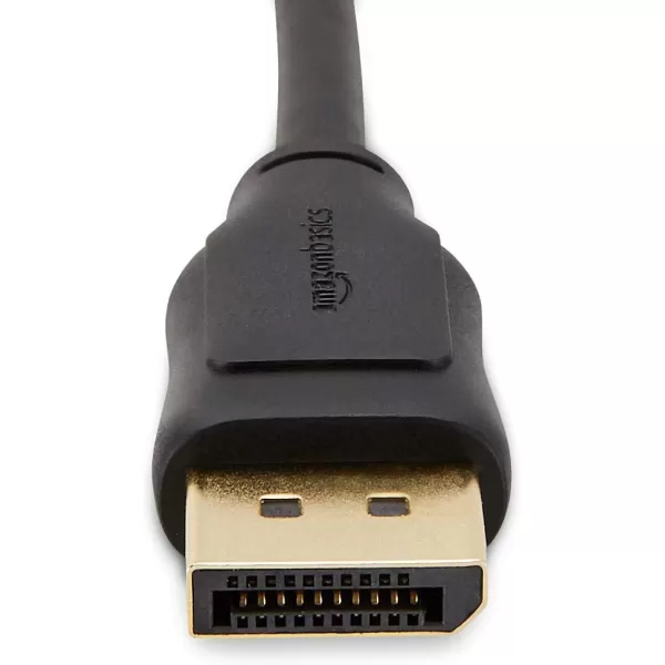 Amazon Basics DisplayPort 12 Cable 216Gbps HighSpeed 4K60Hz 2K165Hz GoldPlated Plugs 6 Foot Black3 Feet 10Pack