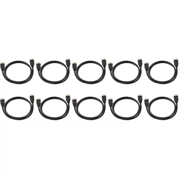 Amazon Basics DisplayPort 12 Cable 216Gbps HighSpeed 4K60Hz 2K165Hz GoldPlated Plugs 6 Foot Black3 Feet 10Pack