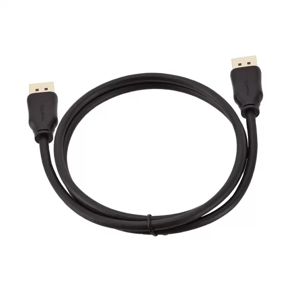 Amazon Basics DisplayPort 12 Cable 216Gbps HighSpeed 4K60Hz 2K165Hz GoldPlated Plugs 6 Foot Black3 Feet 1Pack