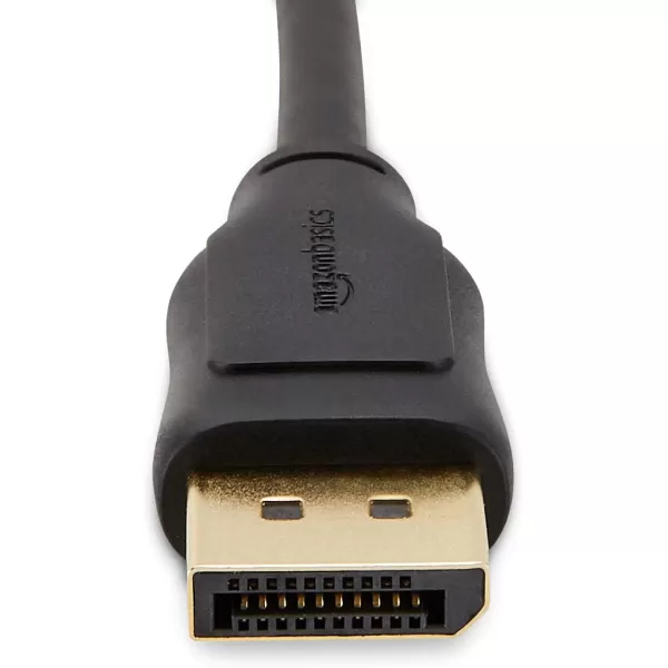 Amazon Basics DisplayPort 12 Cable 216Gbps HighSpeed 4K60Hz 2K165Hz GoldPlated Plugs 6 Foot Black6 Feet 10Pack
