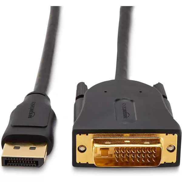 Amazon Basics DisplayPort to DVI Display Cable 1920x1080p 108060Hz Vinyl Cable GoldPlated Plugs 6 Foot Black10 Feet 1Pack