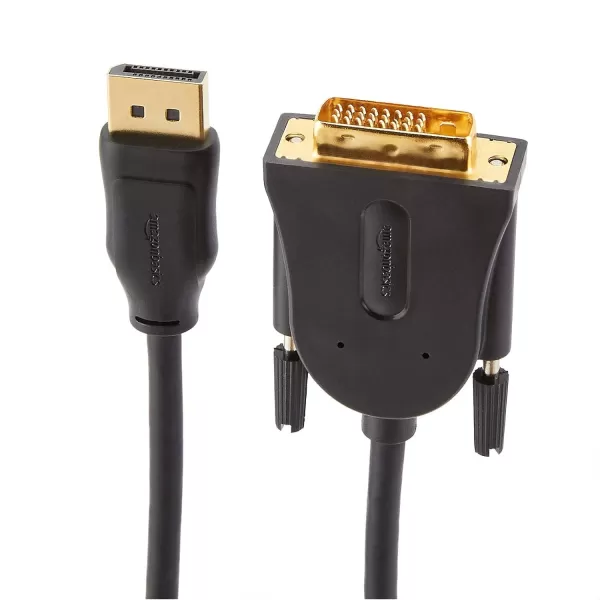 Amazon Basics DisplayPort to DVI Display Cable 1920x1080p 108060Hz Vinyl Cable GoldPlated Plugs 6 Foot Black10 Feet 1Pack