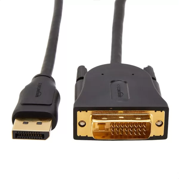 Amazon Basics DisplayPort to DVI Display Cable 1920x1080p 108060Hz Vinyl Cable GoldPlated Plugs 6 Foot Black3 Feet 1Pack