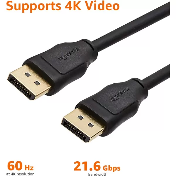 Amazon Basics DisplayPort to DisplayPort HD Display Cable  6 Feet 52 Count BlackCase of 52 6 Feet