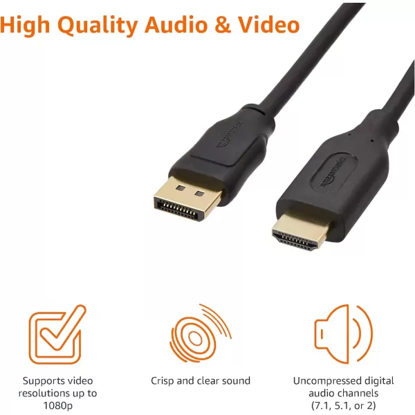 Amazon Basics DisplayPort to HDMI Display Cable UniDirectional 3 Foot1Pack 15 Feet