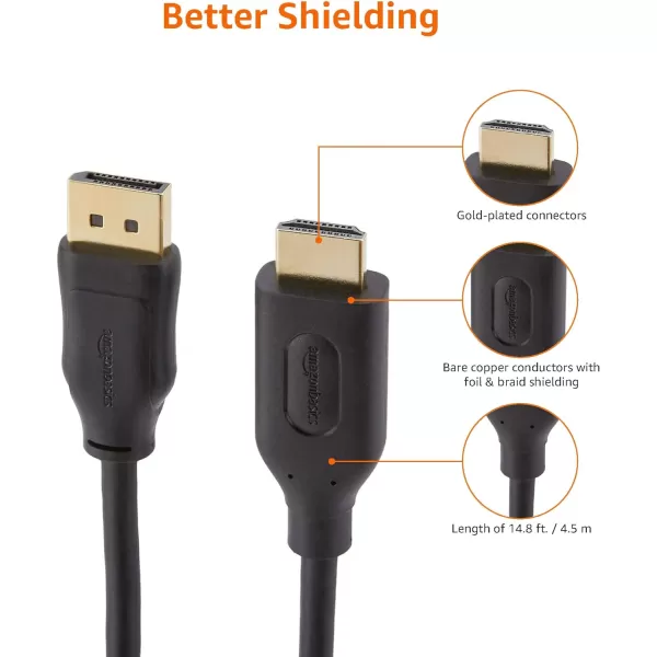 Amazon Basics DisplayPort to HDMI Display Cable UniDirectional 3 Foot1Pack 15 Feet