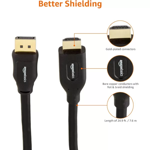 Amazon Basics DisplayPort to HDMI Display Cable UniDirectional 3 Foot1Pack 25 Feet