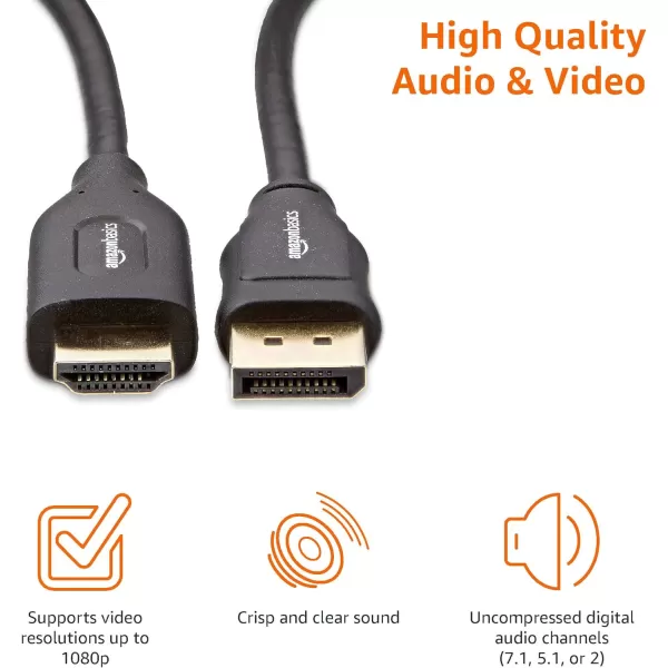 Amazon Basics DisplayPort to HDMI Display Cable UniDirectional 3 Foot5Pack 3 Feet