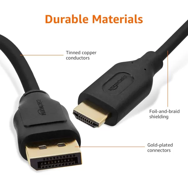 Amazon Basics DisplayPort to HDMI Display Cable UniDirectional 6 Foot  Case of 52 Black52Pack 6 Feet