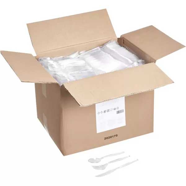 Amazon Basics Disposable Clear Plastic Utensil Cutlery 360Piece Set1800Piece