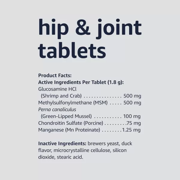 Amazon Basics Dog Hip amp Joint Chewable Tablets Duck Flavored 90 Count Previously Solimo120 Count Pack of 1