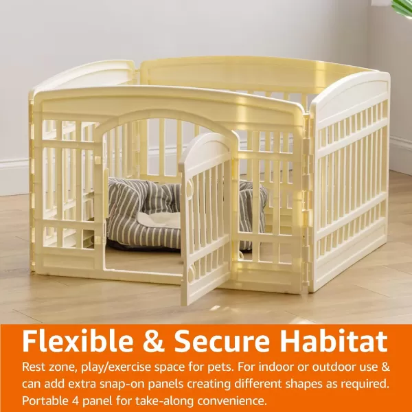 Amazon Basics Dog Playpen Pet Exercise Pen with Door 34Inches 8 Panel Beige4 Panel  24H Beige