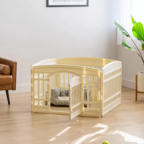 Amazon Basics Dog Playpen Pet Exercise Pen with Door 34Inches 8 Panel Beige4 Panel  24H Beige