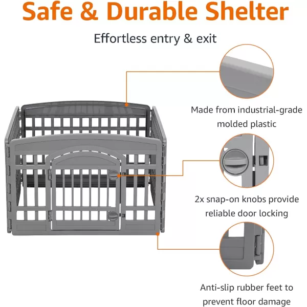 Amazon Basics Dog Playpen Pet Exercise Pen with Door 34Inches 8 Panel Beige4 Panel  24H Dark Gray