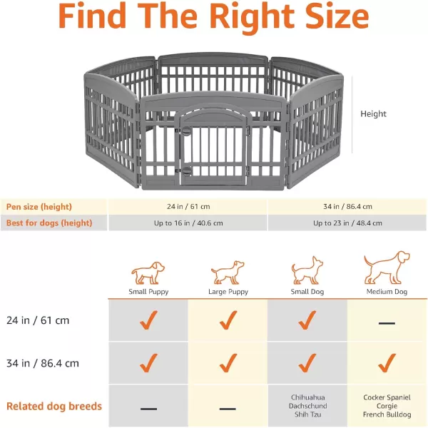 Amazon Basics Dog Playpen Pet Exercise Pen with Door 34Inches 8 Panel Beige6 Panel  24H Dark Gray