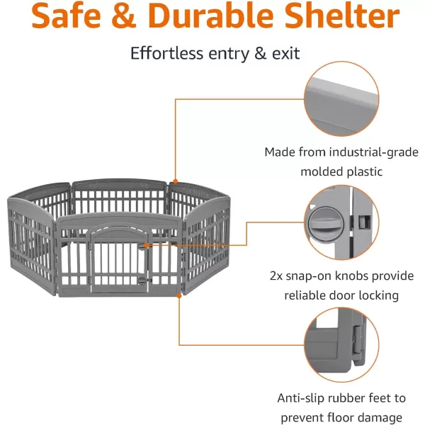 Amazon Basics Dog Playpen Pet Exercise Pen with Door 34Inches 8 Panel Beige6 Panel  24H Dark Gray
