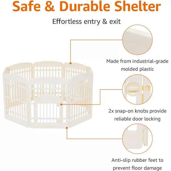 Amazon Basics Dog Playpen Pet Exercise Pen with Door 34Inches 8 Panel Beige8 Panel  34H Beige