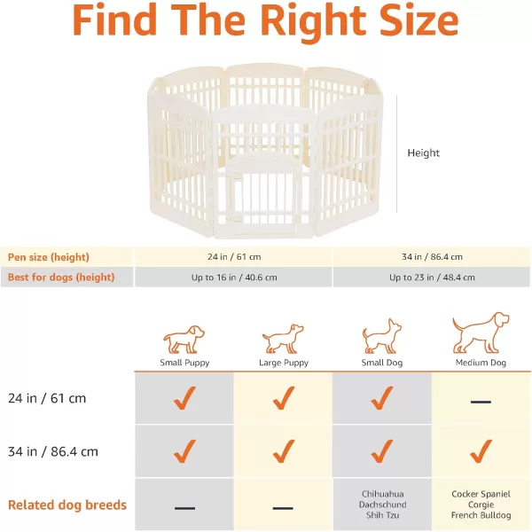 Amazon Basics Dog Playpen Pet Exercise Pen with Door 34Inches 8 Panel Beige8 Panel  34H Beige