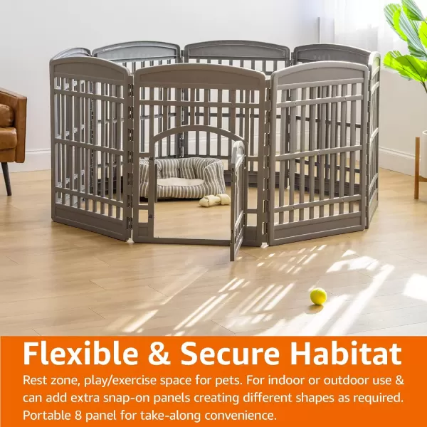 Amazon Basics Dog Playpen Pet Exercise Pen with Door 34Inches 8 Panel Beige8 Panel  34H Dark Gray