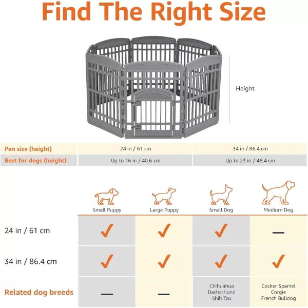 Amazon Basics Dog Playpen Pet Exercise Pen with Door 34Inches 8 Panel Beige8 Panel  34H Dark Gray
