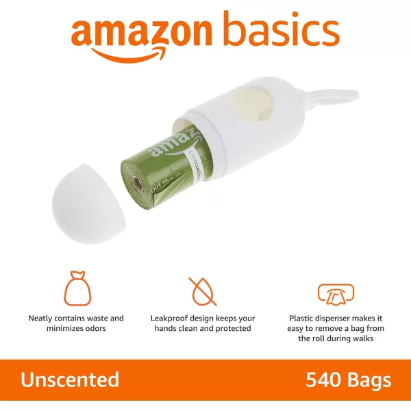 Amazon Basics Dog Poop Bags With Dispenser and Leash Clip Lavender Scented 810 Count 54 Pack of 15 13 Inch x 9 InchUnscented 540 Bags