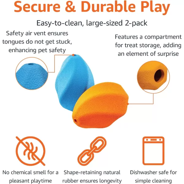 Amazon Basics Dog Treat Dispensing Enrichment Chew Toy 2Pack Large Multi colorLarge