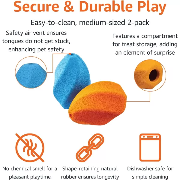 Amazon Basics Dog Treat Dispensing Enrichment Chew Toy 2Pack Large Multi colorMedium