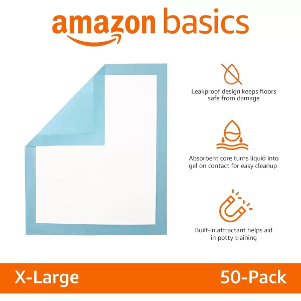 Amazon Basics Dog and Puppy Pee Pads with 5Layer LeakProof Design and QuickDry Surface for Potty Training Regular 22 x 22 Inch Scented  Pack of 100Heavy Duty XLarge 50 Count