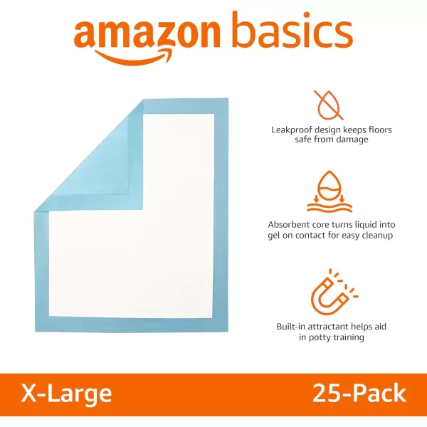 Amazon Basics Dog and Puppy Pee Pads with 5Layer LeakProof Design and QuickDry Surface for Potty Training Regular 22 x 22 Inch Scented  Pack of 100Heavy Duty XLarge 25 Count