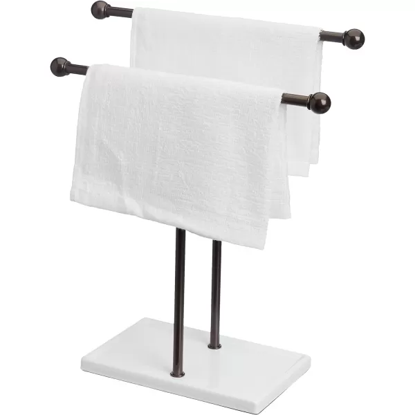Amazon Basics DoubleT Hand Towel Holder and Accessories Jewelry Stand TShape BronzeWhiteBronzeWhite