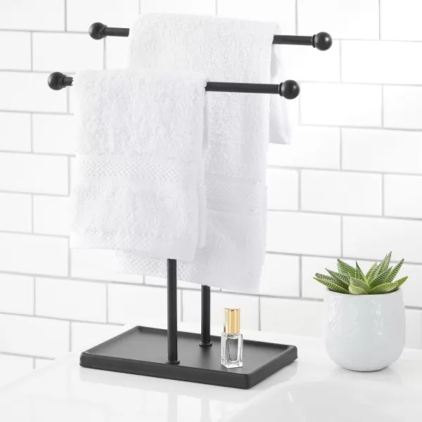 Amazon Basics DoubleT Hand Towel and Accessories TShape Stand NickelWhiteBlack