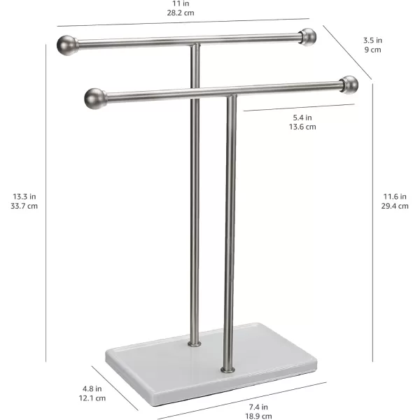 Amazon Basics DoubleT Hand Towel and Accessories TShape Stand NickelWhiteNickelWhite