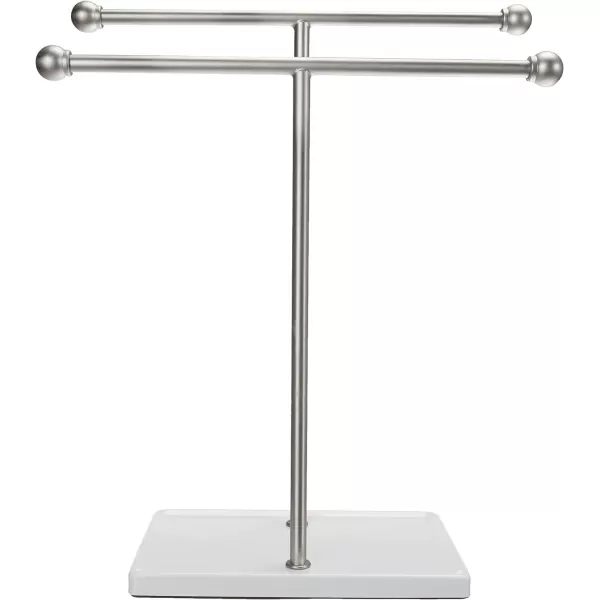 Amazon Basics DoubleT Hand Towel and Accessories TShape Stand NickelWhiteNickelWhite
