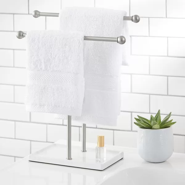 Amazon Basics DoubleT Hand Towel and Accessories TShape Stand NickelWhiteNickelWhite