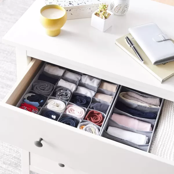 Amazon Basics Dresser Drawer Storage Organizer for Undergarments Set of 4  GraySet of 2 Large