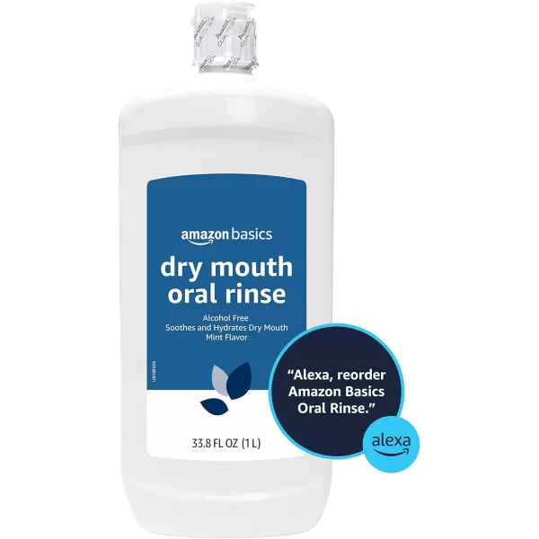 Amazon Basics Dry Mouth Oral Rinse Alcohol Free Mint 1 Liter 338 Fluid Ounces 4Pack Previously Solimo3380 Fl Oz Pack of 4