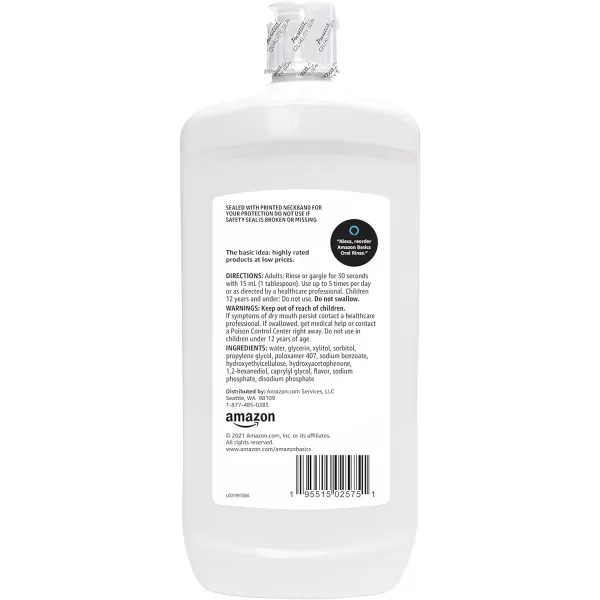 Amazon Basics Dry Mouth Oral Rinse Alcohol Free Mint 1 Liter 338 Fluid Ounces 4Pack Previously Solimo3380 Fl Oz Pack of 4