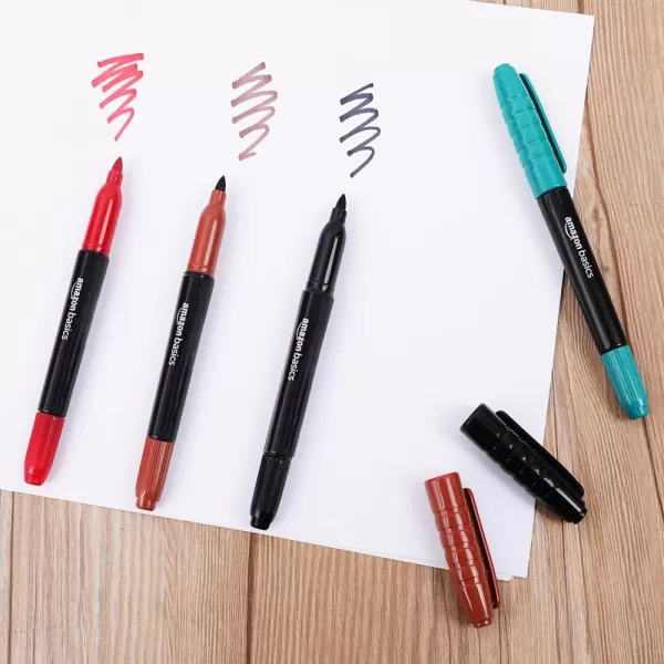 Amazon Basics Dual Tip Permanent Markers Bullet Tip and Ultra Fine Tip 8Pack AssortedAmazon Basics Dual Tip Permanent Markers Bullet Tip and Ultra Fine Tip 8Pack Assorted