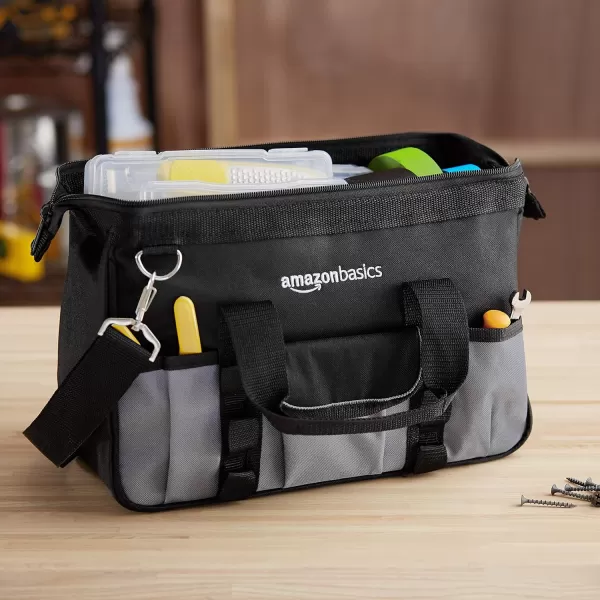 Amazon Basics Durable WearResistant Base Tool Small Standard Bag with Strap 12 Inch Black amp GraySmall Standard Bag