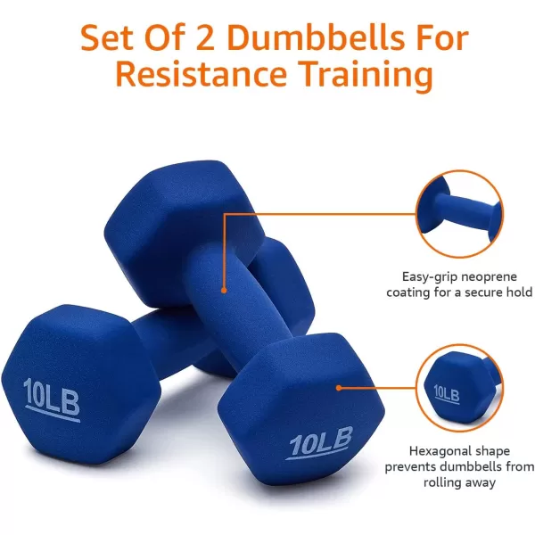 Amazon Basics Easy Grip Workout Dumbbell Neoprene Coated Various Sets and Weights available10Pound Pair