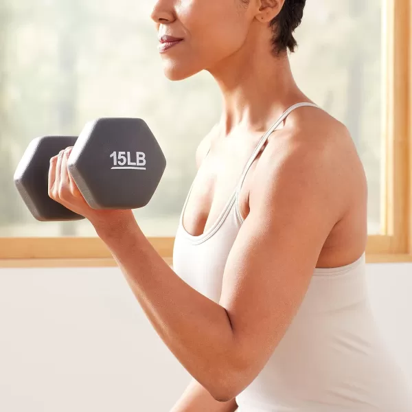 Amazon Basics Easy Grip Workout Dumbbell Neoprene Coated Various Sets and Weights available15Pound Pair