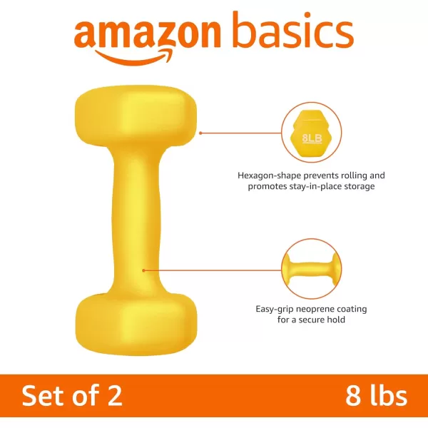 Amazon Basics Easy Grip Workout Dumbbell Neoprene Coated Various Sets and Weights available8Pound Pair