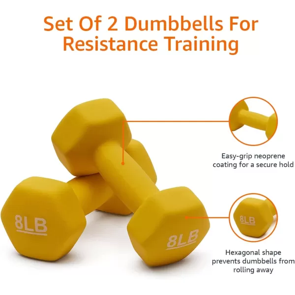 Amazon Basics Easy Grip Workout Dumbbell Neoprene Coated Various Sets and Weights available8Pound Pair