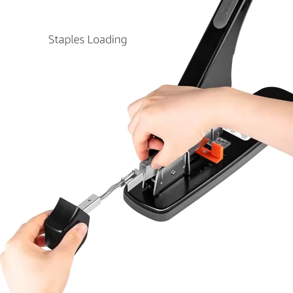Amazon Basics Effortless Heavy Duty Stapler 210 Sheets High Capacity Large Office Stapler with 1000 Staples Black210 Sheets Effortless Stapler