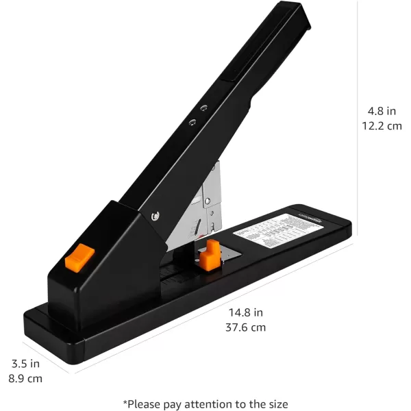 Amazon Basics Effortless Heavy Duty Stapler 210 Sheets High Capacity Large Office Stapler with 1000 Staples Black210 Sheets Lever Arm Stapler