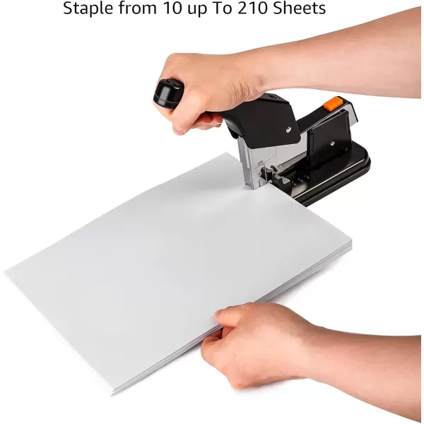 Amazon Basics Effortless Heavy Duty Stapler 210 Sheets High Capacity Large Office Stapler with 1000 Staples Black210 Sheets Standard Stapler