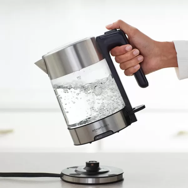 Amazon Basics Electric Glass and Steel Hot Tea Water Kettle 17Liter Black and SliverGlass Carafe 10 Liter