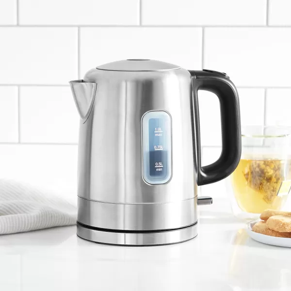 Amazon Basics Electric Glass and Steel Hot Tea Water Kettle 17Liter Black and SliverStainless Steel 10 Liter